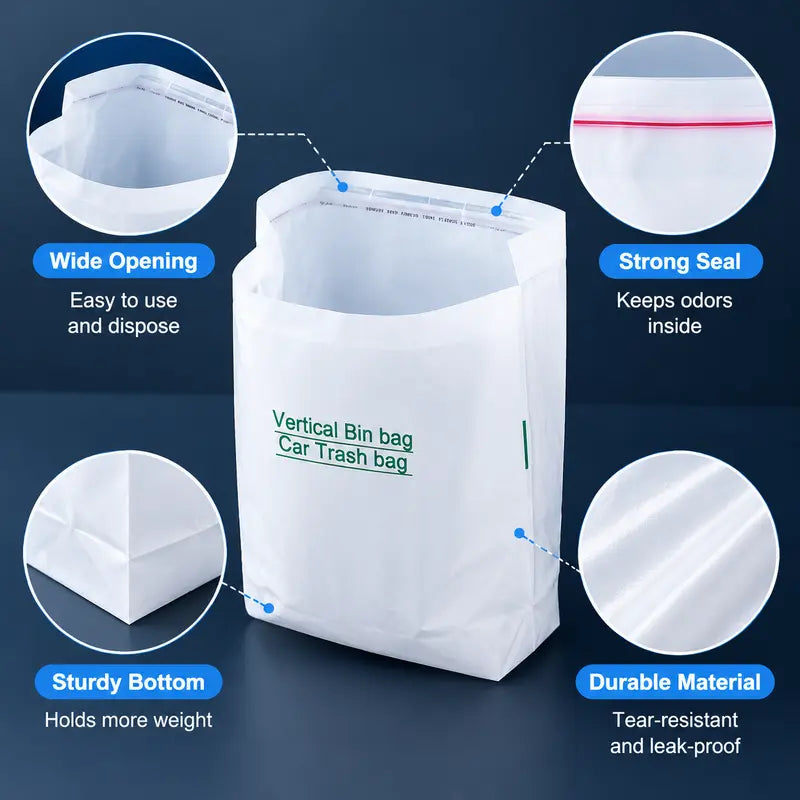 CleanRide Self-Adhesive Car Trash Bags – 20/40 Pack Disposable Interior Waste Bags