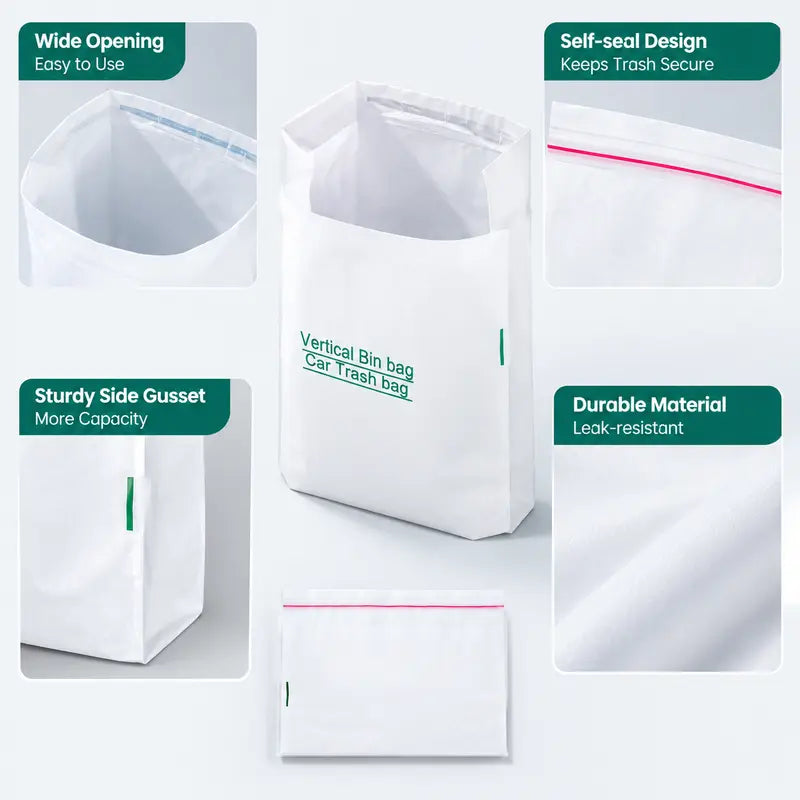 CleanRide Self-Adhesive Car Trash Bags – 20/40 Pack Disposable Interior Waste Bags