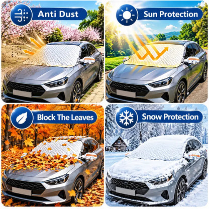 FrostShield Magnetic Windshield Cover – 3-Layer Snow & Ice Protection with Mirror Covers