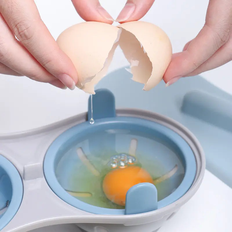 EggQuick Dual-Cavity Microwave Poacher – 2-Egg Cooker with Lid