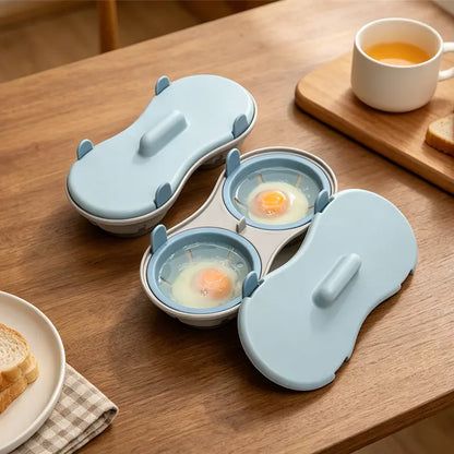 EggQuick Dual-Cavity Microwave Poacher – 2-Egg Cooker with Lid