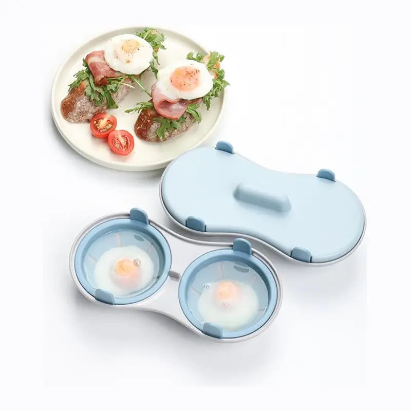 EggQuick Dual-Cavity Microwave Poacher – 2-Egg Cooker with Lid