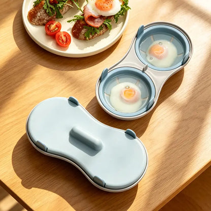 EggQuick Dual-Cavity Microwave Poacher – 2-Egg Cooker with Lid
