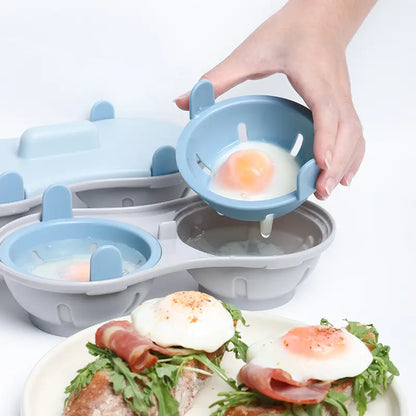 EggQuick Dual-Cavity Microwave Poacher – 2-Egg Cooker with Lid