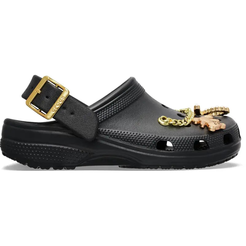 Classic Metallic-Buckle Clogs — Black - Black