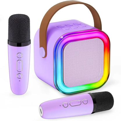 SingMate Mini Karaoke Machine – Bluetooth Speaker with 2 Wireless Microphones & LED Lights