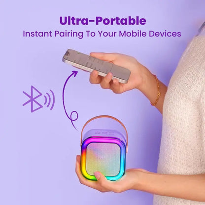 SingMate Mini Karaoke Machine – Bluetooth Speaker with 2 Wireless Microphones & LED Lights