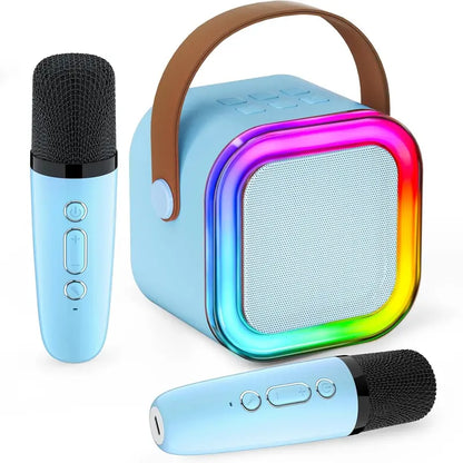SingMate Mini Karaoke Machine – Bluetooth Speaker with 2 Wireless Microphones & LED Lights