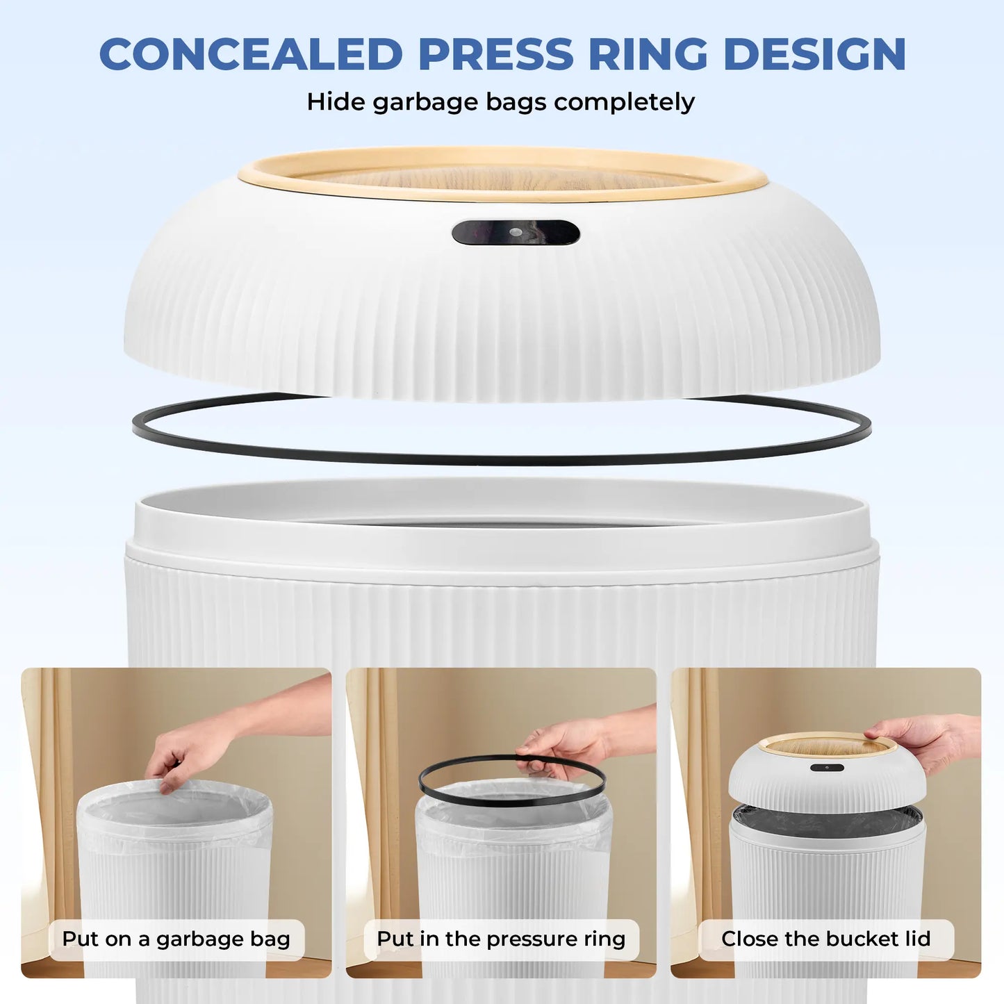 Pukomc Smart Induction Waterproof Trash Can