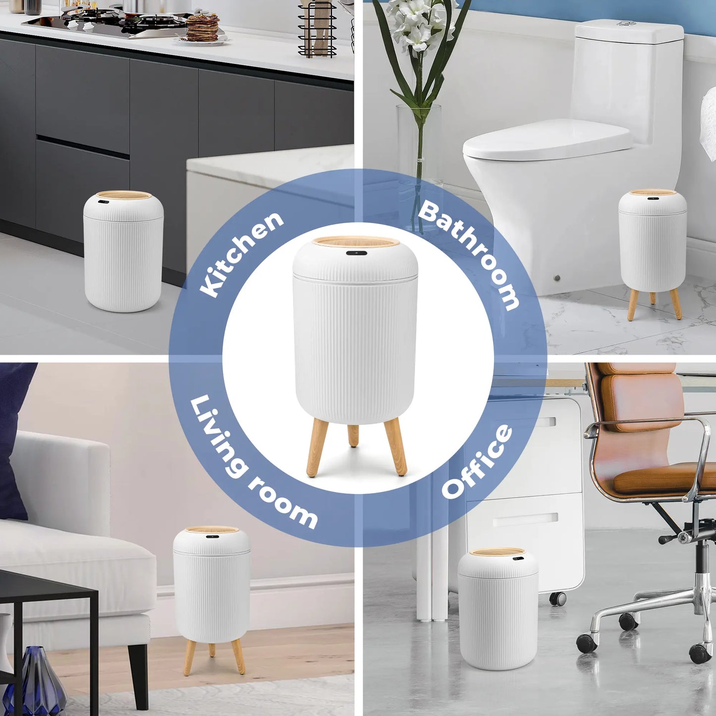 Pukomc Smart Induction Waterproof Trash Can