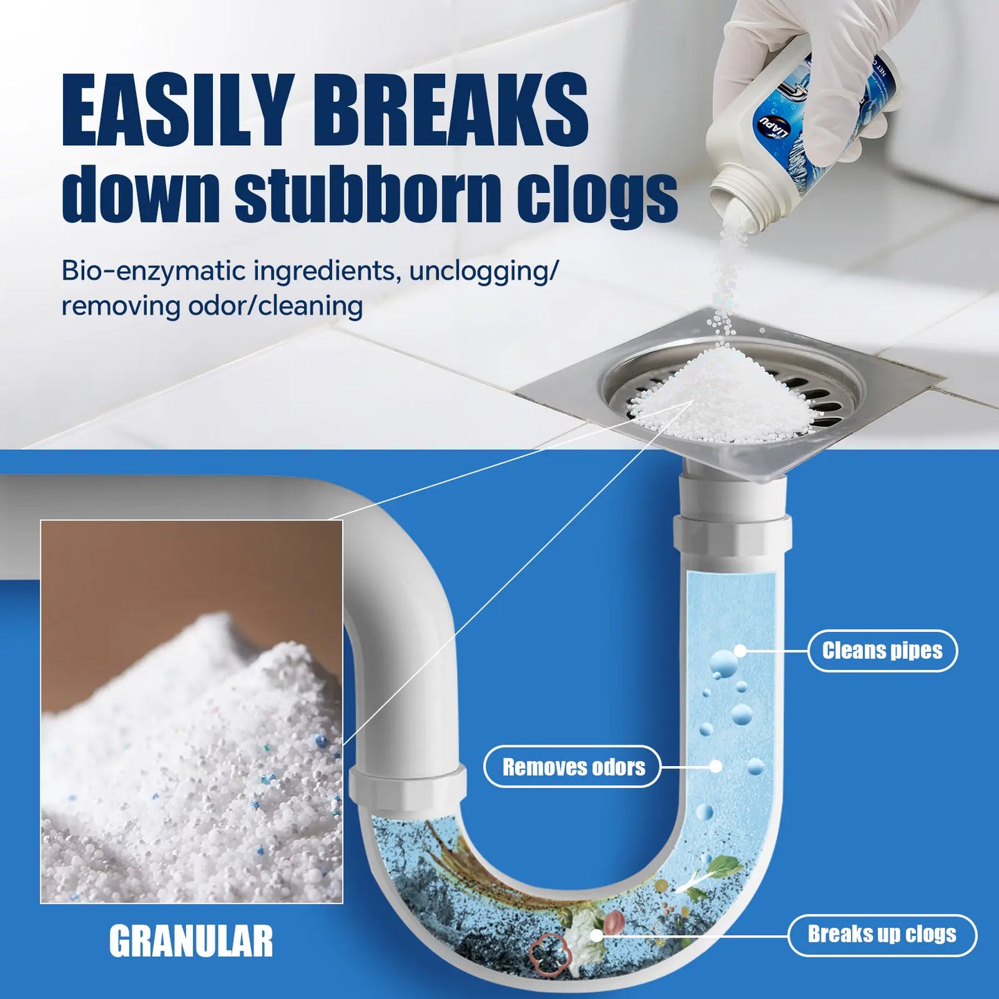 (2 Pack) Liapu Powerful Pipe Dredging Agent for Kitchen and Toilet Pipelines