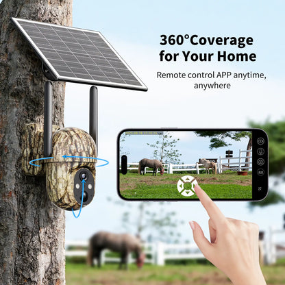 2K HD Wireless 4G LTE Solar Security Camera with 360° View