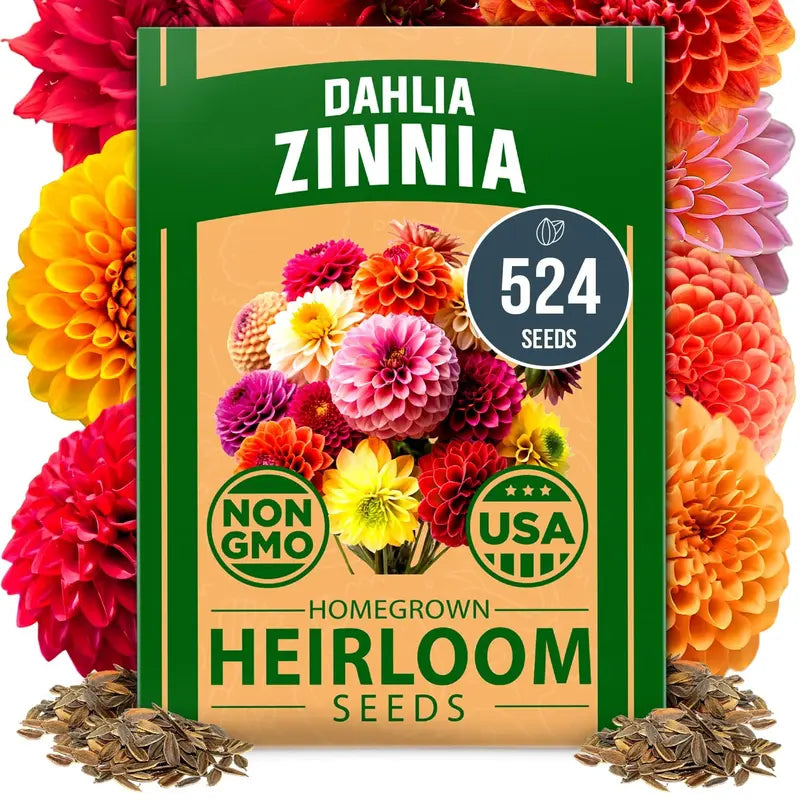 Zinnia Seeds (California Giant & Dahlia) – 100% Pure Heirloom Flower Seeds