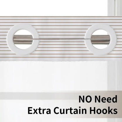 Striped Hook-Free Shower Curtain with Mesh Window — detail view 3