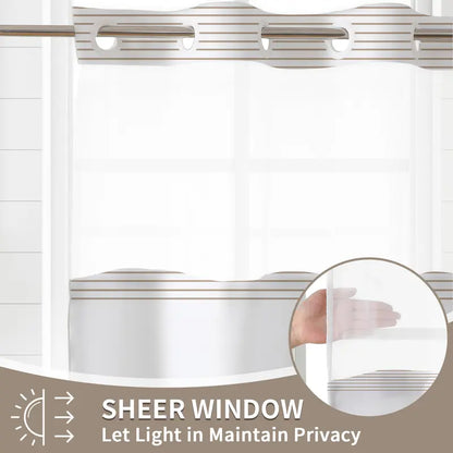 Striped Hook-Free Shower Curtain with Mesh Window — detail view 4