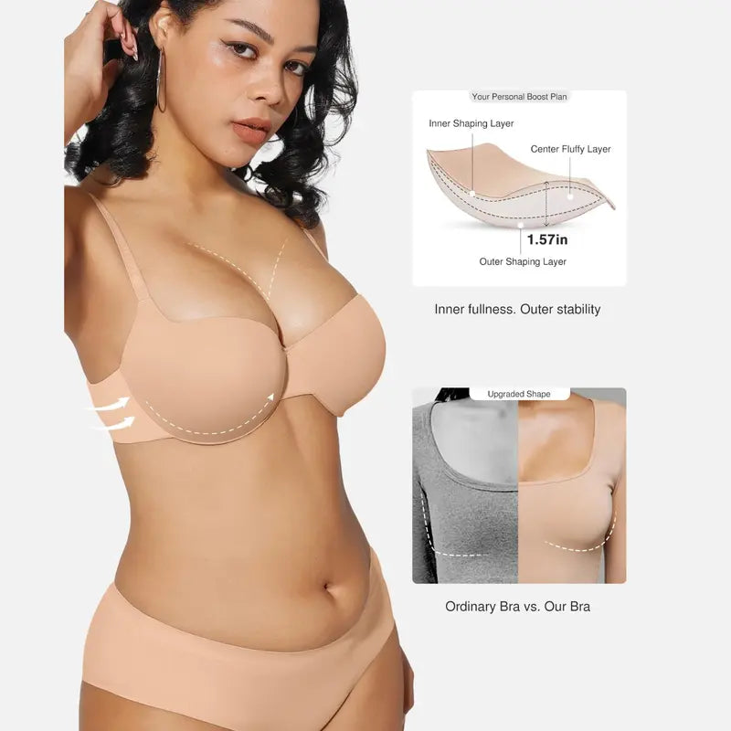 Seamless Padded Push-Up Bra with Convertible Straps - original gallery 4