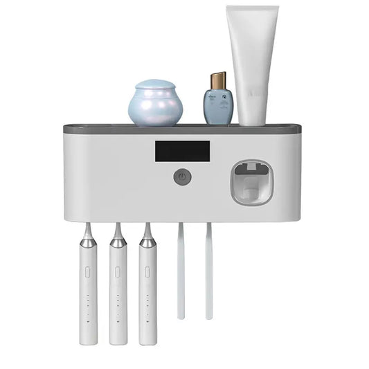 Wall-Mounted Toothbrush and Bathroom Organizer — product view
