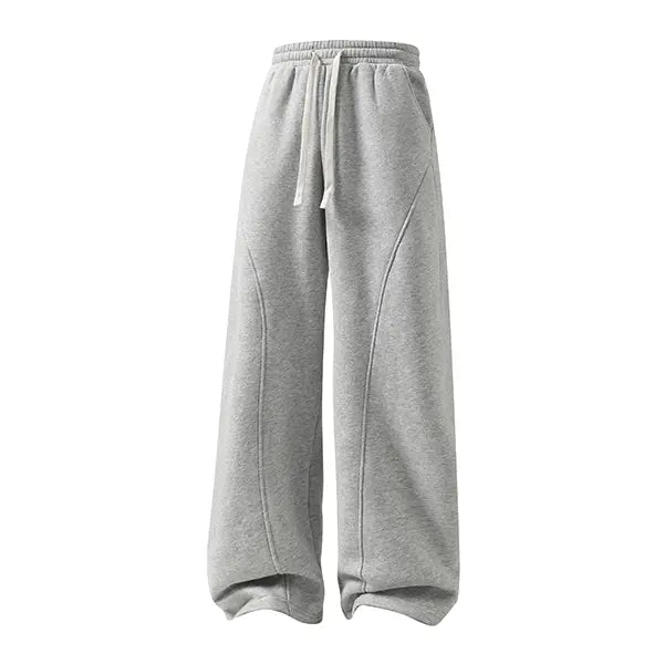 Fleece-Lined Drawstring Sweatpants - Light Linen Gray