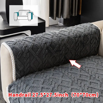 Cross-Grid Velvet Sofa Protector — Coffee Brown - original gallery 8