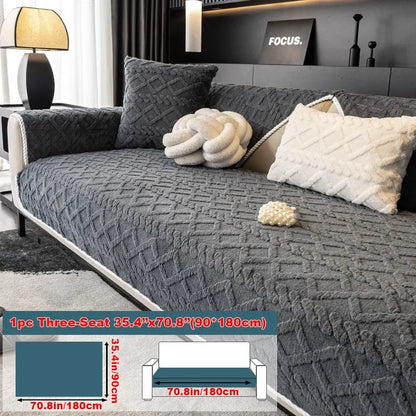 Cross-Grid Velvet Sofa Protector — Coffee Brown - original gallery 9