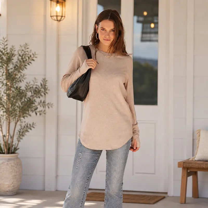 Long-Sleeve Tunic Top with Thumbhole Cuffs - original gallery 2