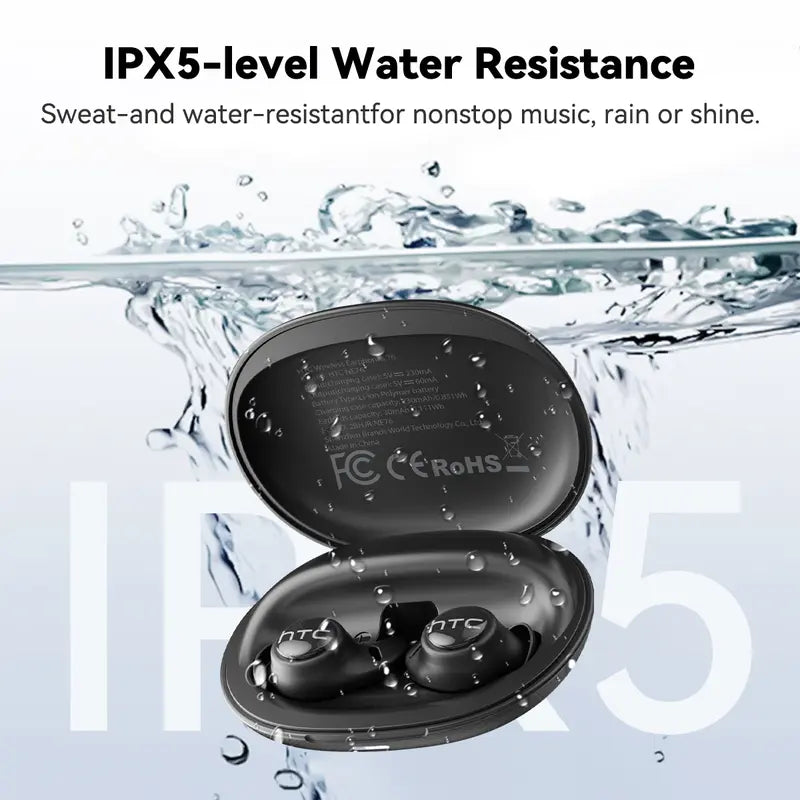 Compact Wireless Earbuds with Charging Case — Black - original gallery 6
