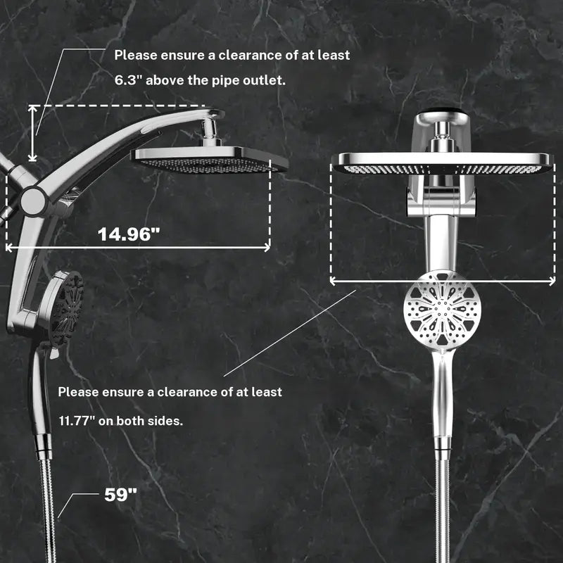 Magnetic Dual Shower Head Kit, Silver — detail view 3