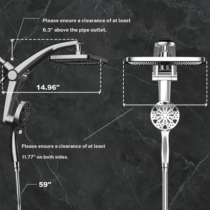 Magnetic Dual Shower Head Kit, Silver — detail view 3