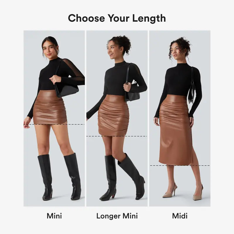 Ruched Curved-Hem Mini Skirt with Built-In Shorts - original gallery 2