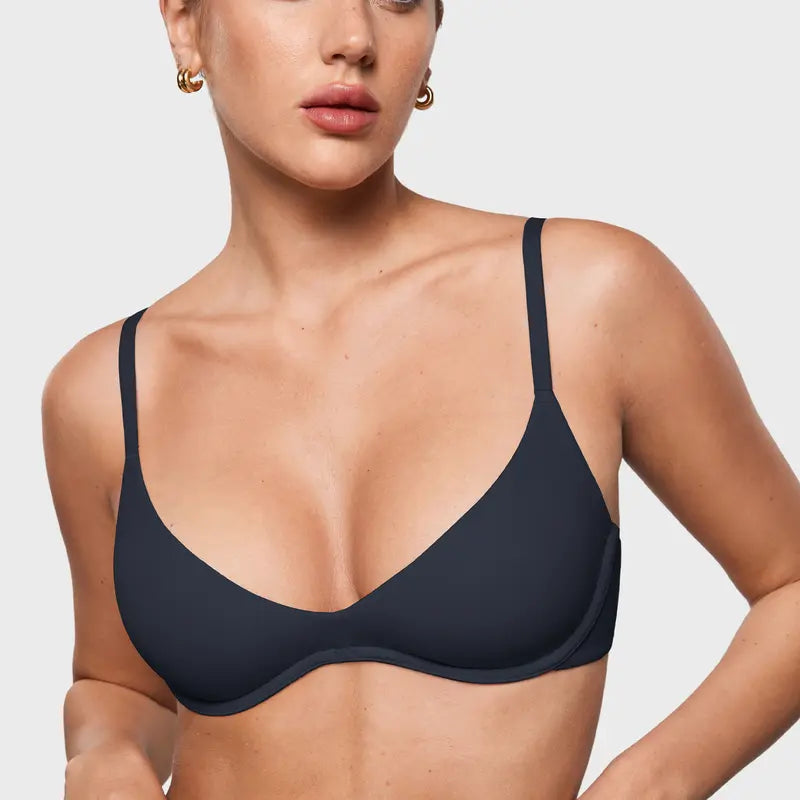 Unlined Plunge Underwire Bra - original gallery 9