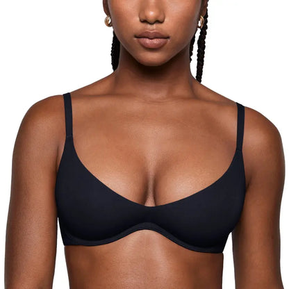 Unlined Plunge Underwire Bra - Black