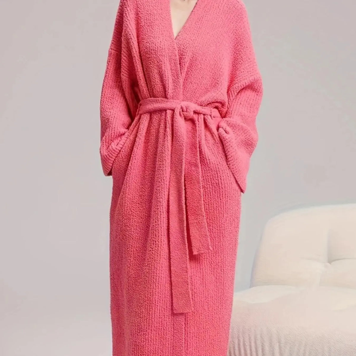 Long Double-Sided Fleece Lounge Robe - original gallery 2