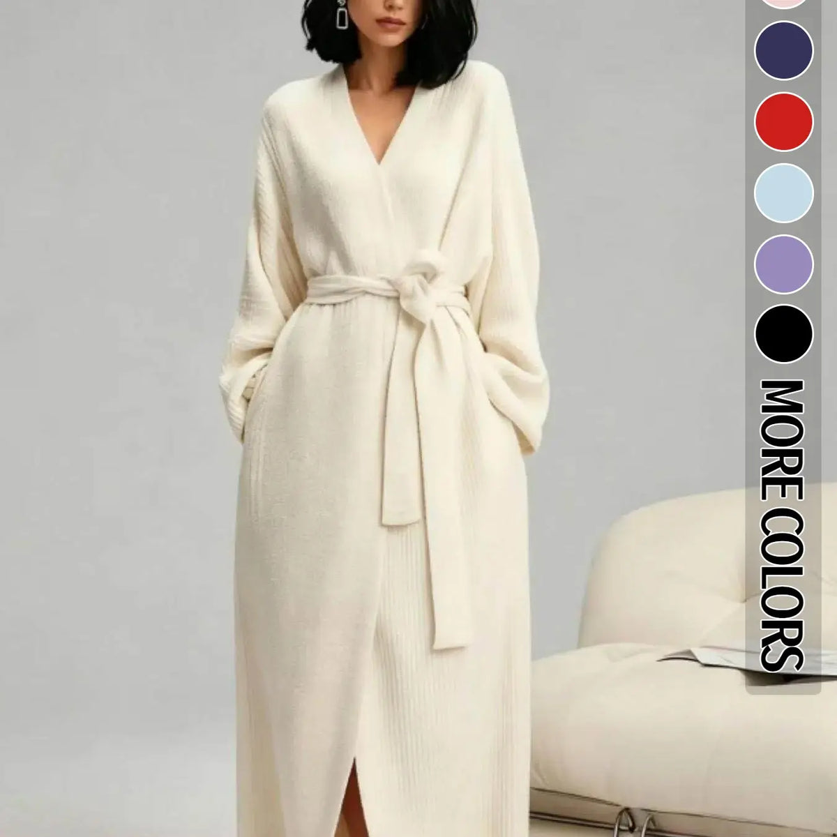 Long Double-Sided Fleece Lounge Robe - original gallery 1