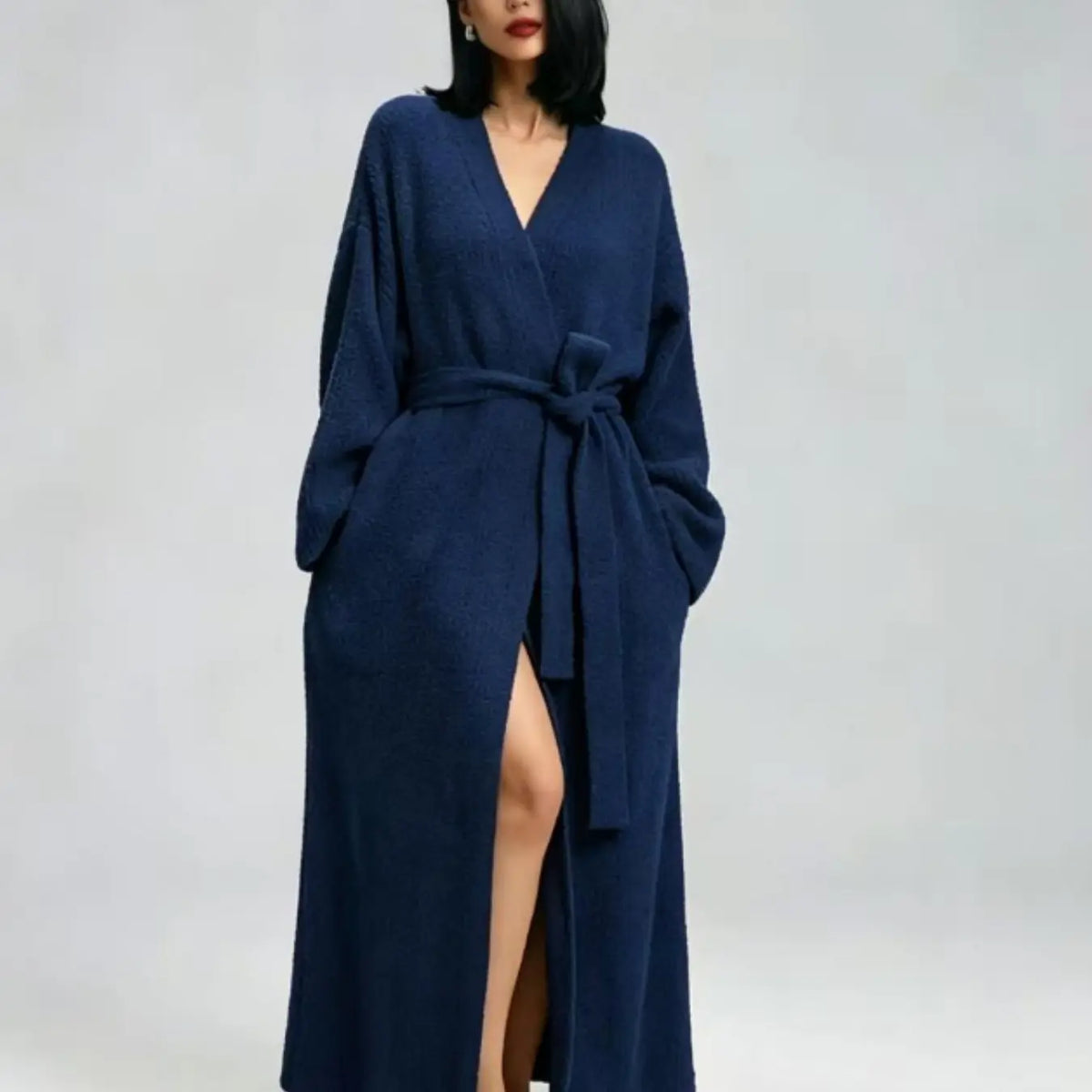 Long Double-Sided Fleece Lounge Robe - original gallery 4