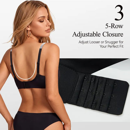 Wireless Drawstring Plunge Bra with Adjustable Front Lift - original gallery 8