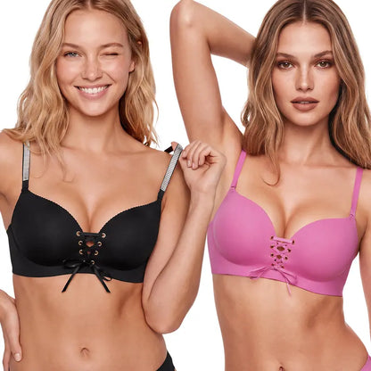 Wireless Drawstring Plunge Bra with Adjustable Front Lift - original gallery 1