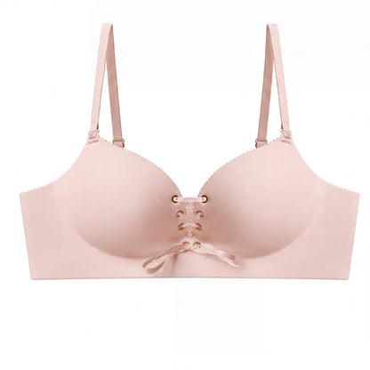 Wireless Drawstring Plunge Bra with Adjustable Front Lift - Light Skin