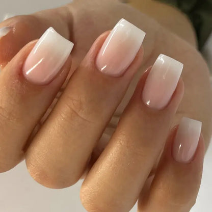 Press-On Nail Set — Soft Blush Matte or Pink & White - Pink and White