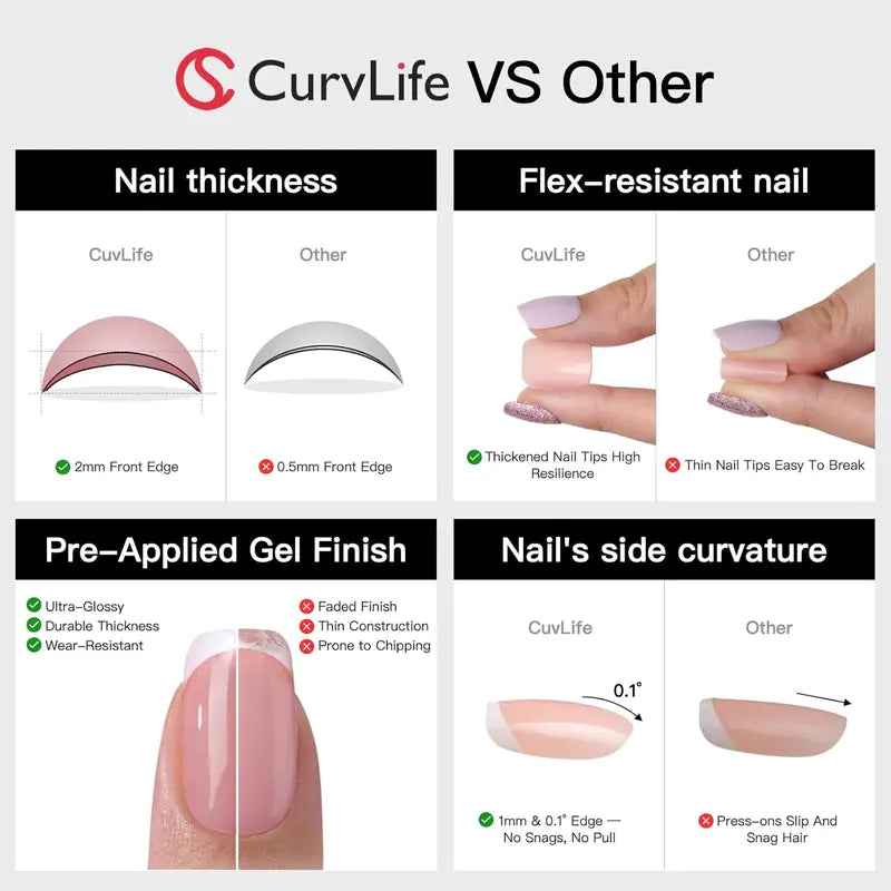 Press-On Nail Set — Soft Blush Matte or Pink & White - original gallery 8