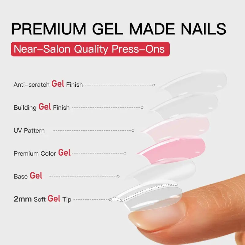 Press-On Nail Set — Soft Blush Matte or Pink & White - original gallery 7
