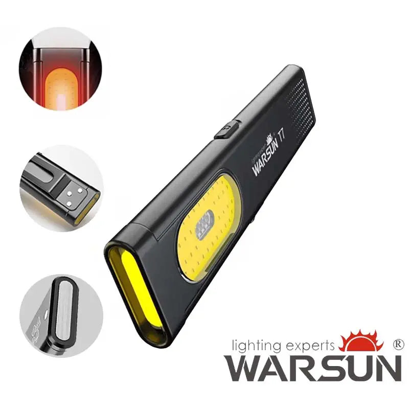 WARSUN T7 Rechargeable Magnetic Pocket Work Light - 1-Pack