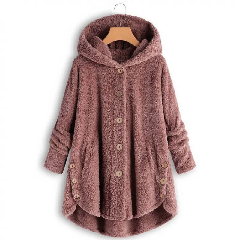 Plush Button-Front Winter Coat - original gallery 2