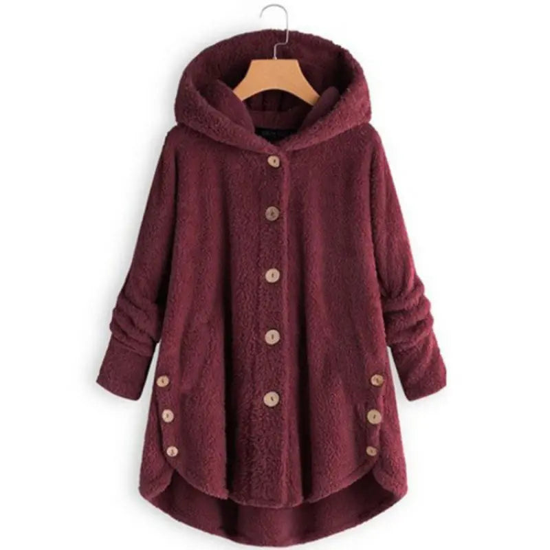 Plush Button-Front Winter Coat - original gallery 3