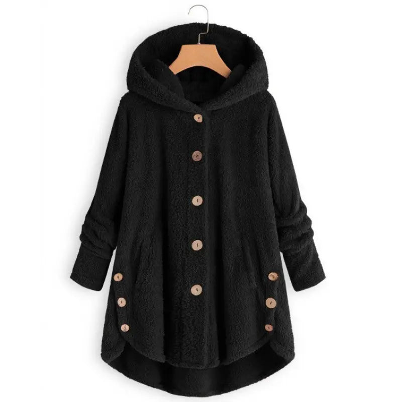 Plush Button-Front Winter Coat - original gallery 4