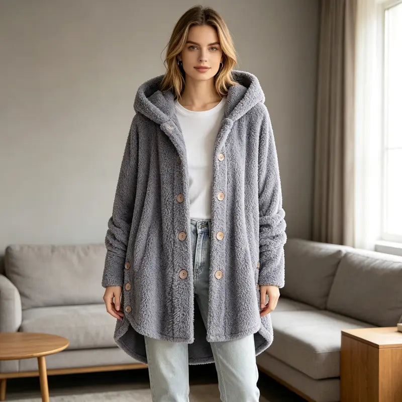 Plush Button-Front Winter Coat - original gallery 7