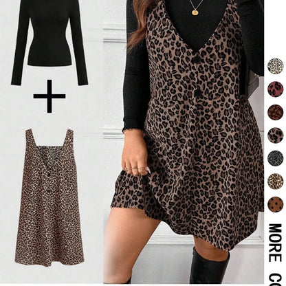 Leopard Mini Dress & Long-Sleeve Top — Two-Piece Outfit - original gallery 1