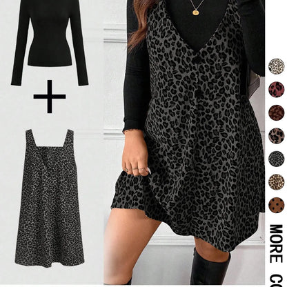 Leopard Mini Dress & Long-Sleeve Top — Two-Piece Outfit - original gallery 2