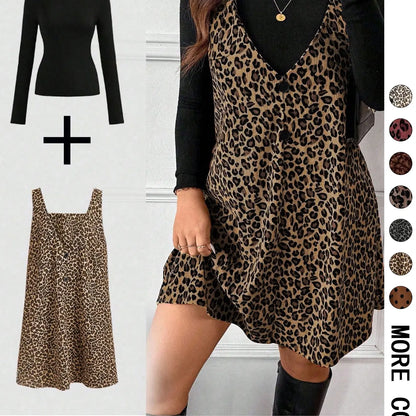 Leopard Mini Dress & Long-Sleeve Top — Two-Piece Outfit - original gallery 4