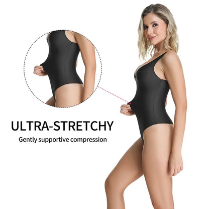 Wireless Plunge Thong Bodysuit with Adjustable Straps - original gallery 7