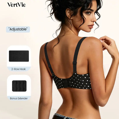 Wireless Deep-V Polka Dot Bra with Adjustable Straps - original gallery 4